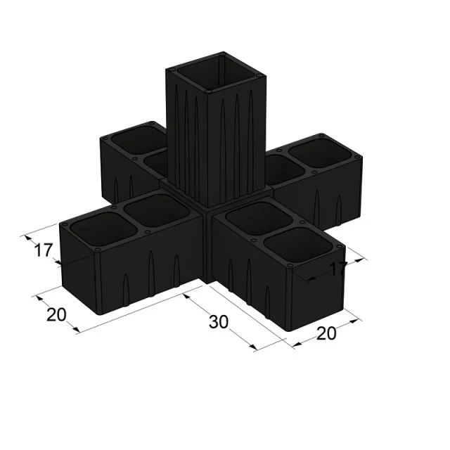 ΠΕΝΤΑΠΛΟΣ ΣΥΝΔΕΣΜΟΣ 20x20 / ΜΑΥΡΟ